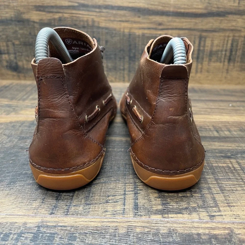 Ariat Holbrook‎ Leather Chukka Boots Shoes Kids Boys Size 2.5 Brown Moc Toe